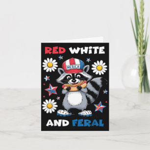Cartão Guaxinim patriótico vermelho branco América