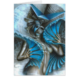 Cartão Gueixa no azul