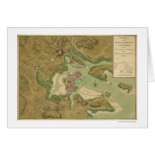 Cartão Guerra no mapa de Boston - 1776
