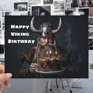 Cartão Guerreiro de Viking Escandinavo Divertido - Aniver