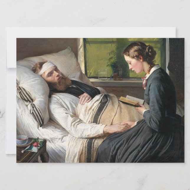 Cartão Guerreiro ferido (por Elisabeth Jerichau-Baumann) (Frente)