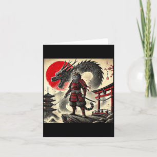 Cartão Guerreiro Gráfico Samurai Gato Japonês Gato Ninja