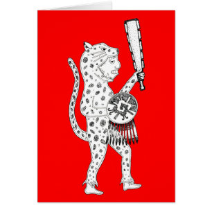 Cartão Guerreiro Jaguar (branco em vermelho)