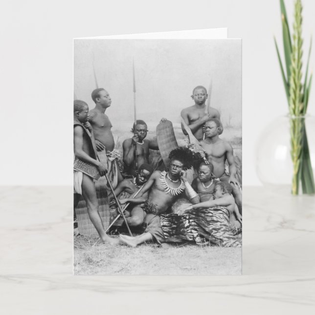 Cartão Guerreiros, Congo Belga, 1894 (Frente)