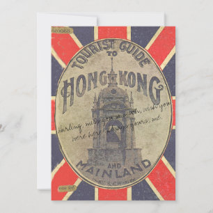 Cartão Guia Turístico Antigo de Hong Kong com Union Jack