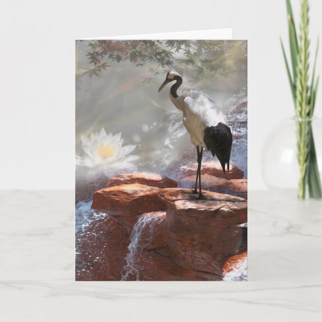 Cartão guindaste japonês "Longevity" (Frente)