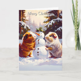 Cartão Guiné Pigs & Snowman Natal