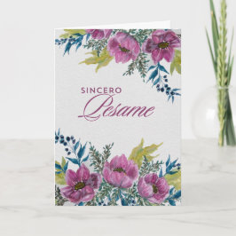 Cartão Guirnalda de Anémonas Rosas Tarjeta de Condolencia