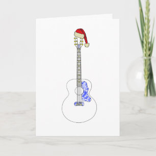 Cartão Guitar Feliz Natal Desenho Minimalista