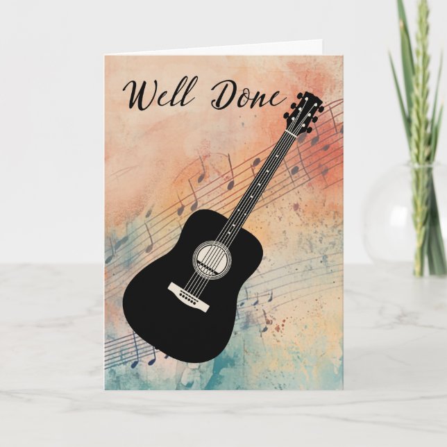 Cartão Guitar Music Performance Congratulation Watercolor (Frente)