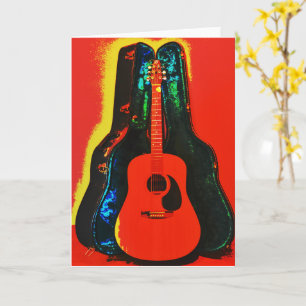 Cartão Guitarra acústica e placa de nota de Poster de cai