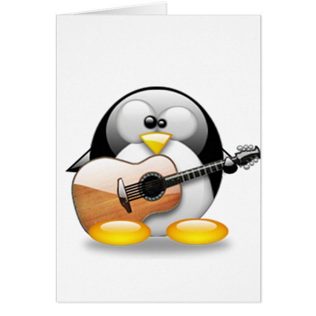 Cartão Guitarra acústica Tux (Linux Tux) (Frente)
