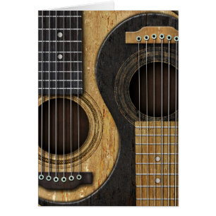Cartão Guitarra acústicas velhas e gastas Yin Yang