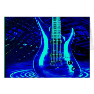 Cartão Guitarra azul de néon