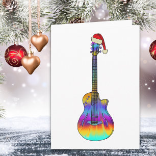 Cartão Guitarra de Natal legal Psicodélico