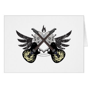 Cartão Guitarra e crânios cruzados