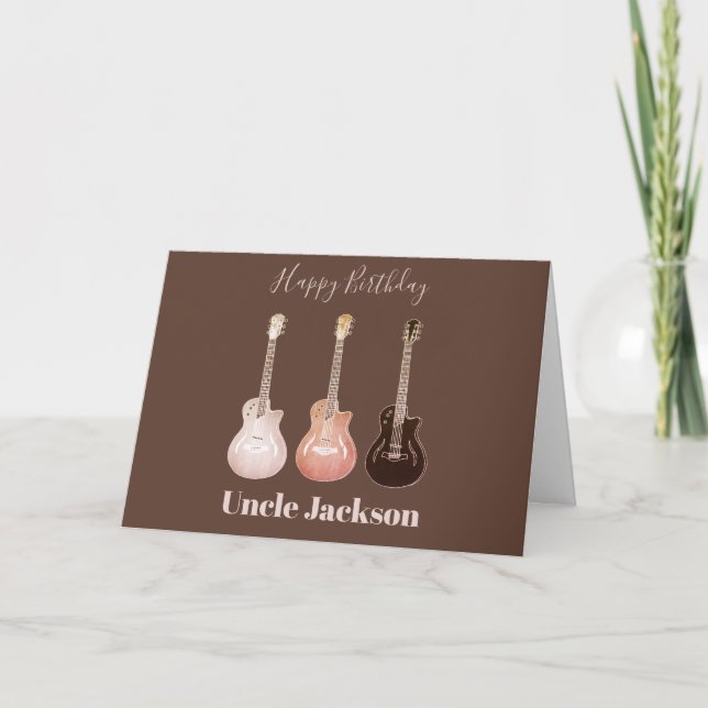 Cartão Guitarras Acústicas Rústicas Rockstar Personalize  (Frente)