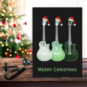 Cartão Guitarras de Natal Santa Cool