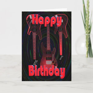 Cartão Guitarras Red Happy Birthday de Valxart