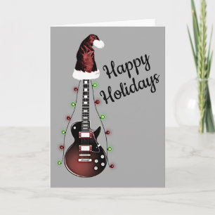 Cartão Guitarrista de Natal Feriado Musical Guitarrista