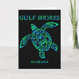 Cartão Gulf Shores Alama Retro Tartaruga Marinha Meninos 