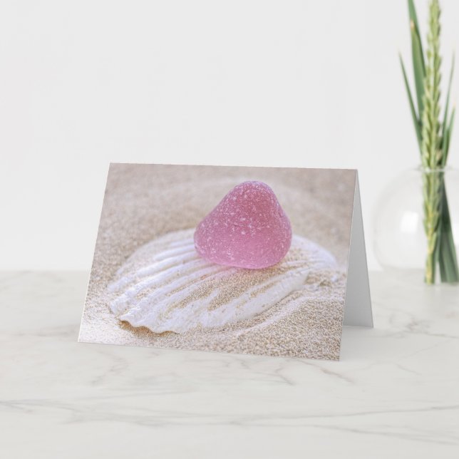 Cartão Gumdrop cor-de-rosa do vidro do mar (Frente)