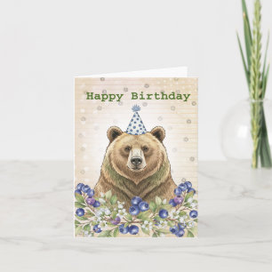 Cartão Gurily Bear com Blueberry Men Aniversário