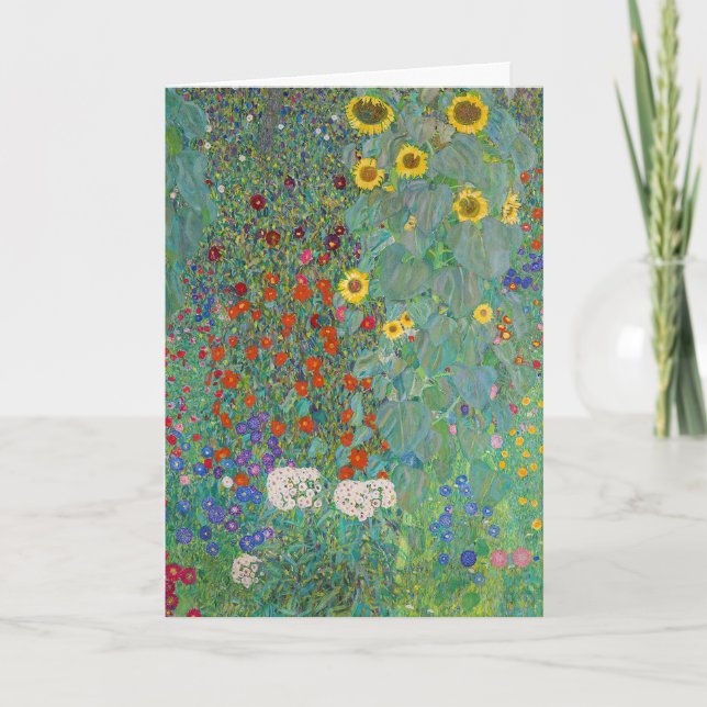 Cartão Gustav Klimt - Jardim do País com Girassóis (Frente)