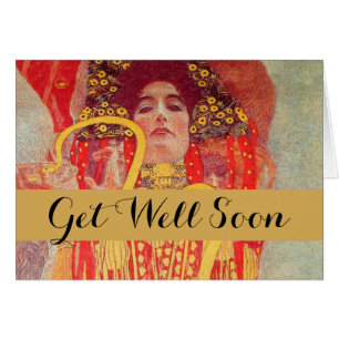 Cartão Gustav Klimt Red Woman Dourada pintura Cobra