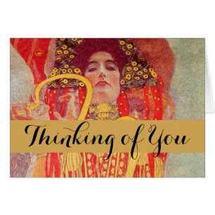 Cartão Gustav Klimt Red Woman Dourada pintura Cobra