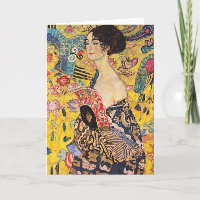 Cartão Gustav Klimt - Senhora com Leque (Frente)