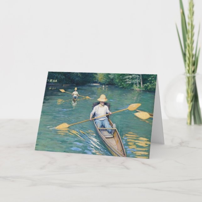 Cartão Gustave Caillebotte - Skiffs nos Yerres (Frente)