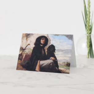 Cartão Gustave Courbet - Autorretrato com um Cachorro Neg