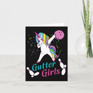 Cartão Gutter Girls Unicorn Boliche Team League Night Ou