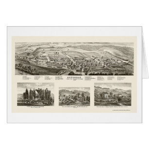 Cartão Guysville, mapa panorâmico do OH - 1875