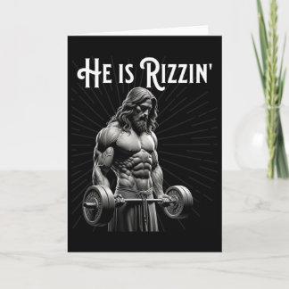 Cartão Gym Lifting Ripped Muscles He Is Rizzin Jesus Weig