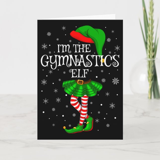 Cartão Gymnastics Elf Christmas Matching Family Women Gir (Frente)
