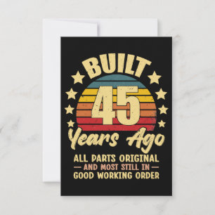 Cartão Há 45 Anos Todas as Peças Originais Aniversário de