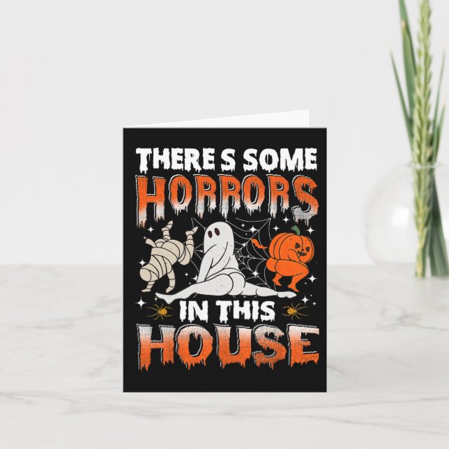 Cartão Há alguns horrores nesta casa Ghost Pumpkin H (Frente)