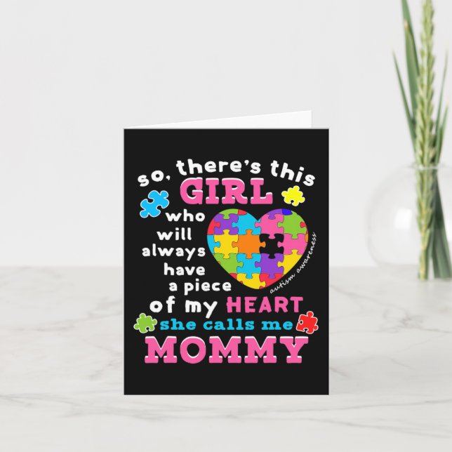 Cartão Há uma garota que ela me chama de Mamãe Autismo Co (Frente)