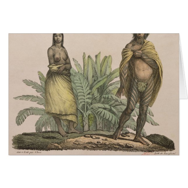 Cartão Habitantes da Ilha de Páscoa (Frente Horizontal)