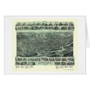 Cartão Hackensack, mapa panorâmico de NJ - 1896