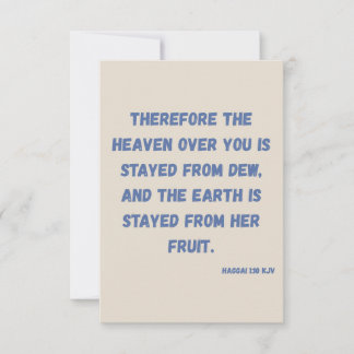Cartão Haggai 1:10 KJV Bíblia Verse Christian Devotion