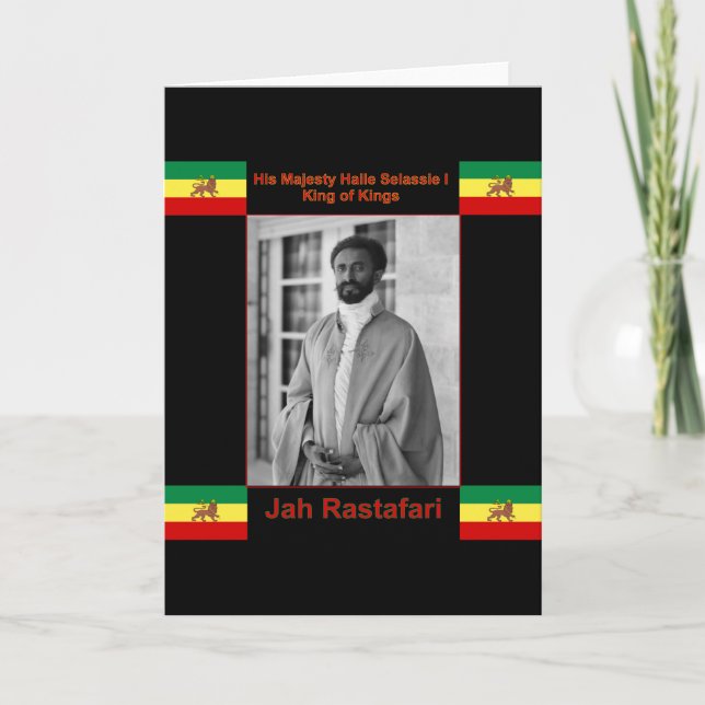 Cartão Haile Selassie, o Leão de Judah, Jah Rastafari (Frente)