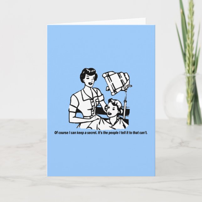 Cartão Hairdresser Humor - Claro que posso guardar um seg (Frente)