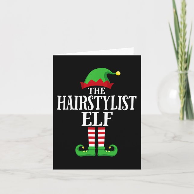 Cartão Hairstylist Elf Matching Family Group Natal Pa (Frente)