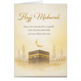 Cartão Hajj Mubarak Elegante Kaaba Saudação Islâmica Dour