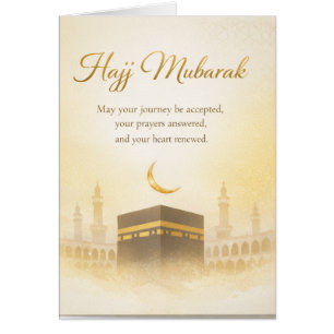 Cartão Hajj Mubarak Elegante Kaaba Saudação Islâmica Dour