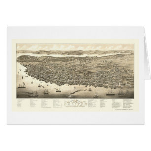 Cartão Halifax, NS, mapa panorâmico de Canadá - 1879