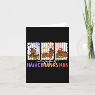 Cartão Hallothanksmas Dachshund Halloween Ação de Graças